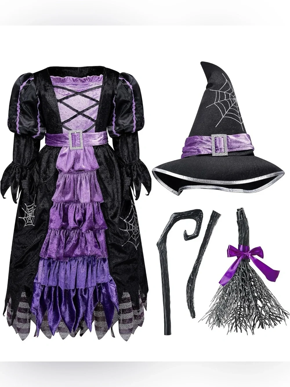 Spooktacular Creations Fairytale Witch Cute Witch Costume Deluxe Set with Broom